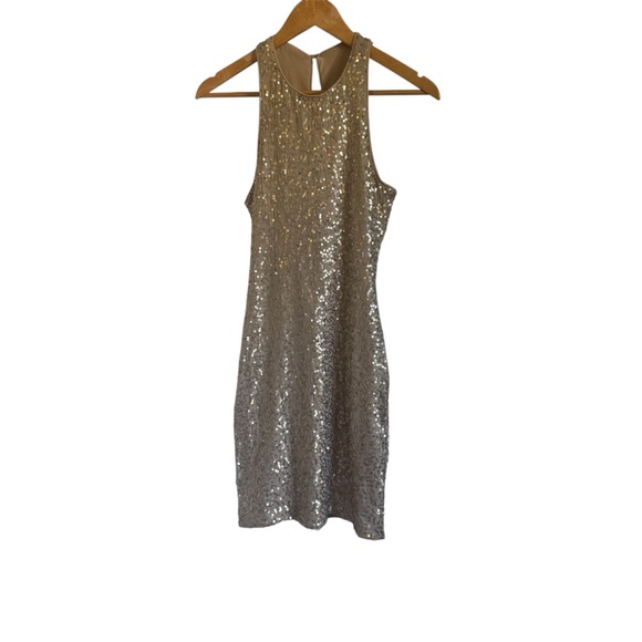 Hollister Gold Sequin Sheath Cocktail Party or Night Out Dress Size Small - Picture 6 of 9